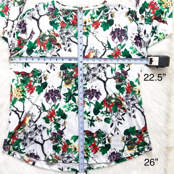 SOLD-Multiples White Floral Bird Print Top - Picture 9 of 9